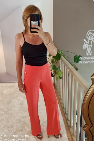 Pantalon Palazzo Large Corail