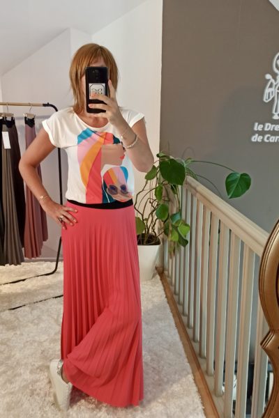 Jupe Plissée Corail