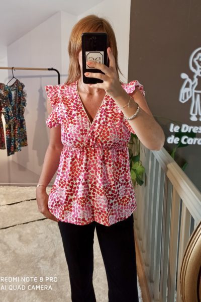 Top Fleuri Rouge