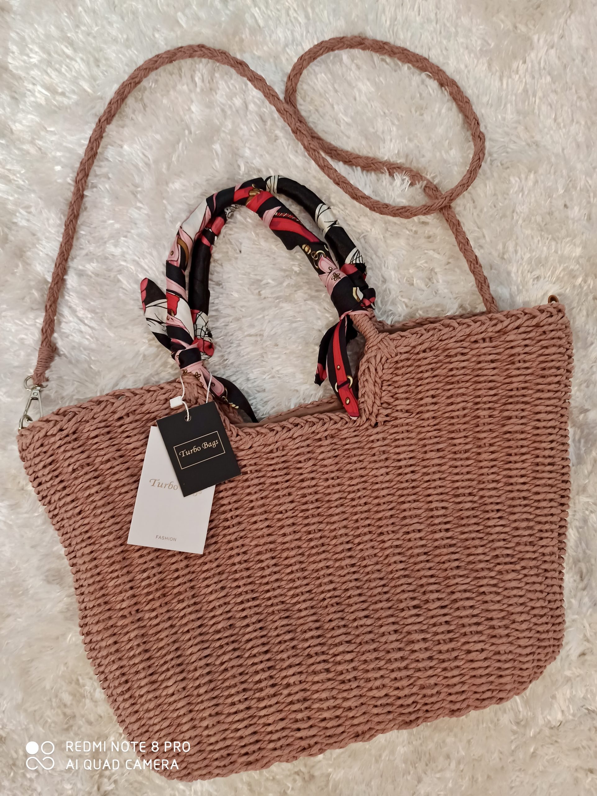 Sac à Main Panier Paille Rose – Image 3