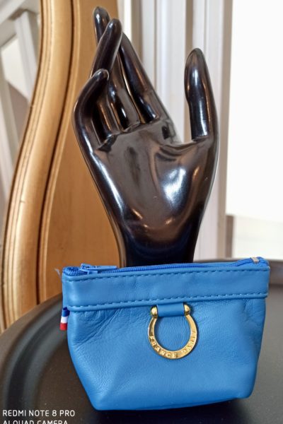 Porte-Monnaie Anneaux Cuir Bleu