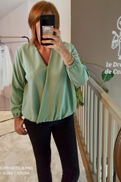 Blouse Cache-Coeur Verte