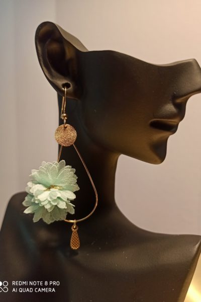 Boucles d'oreilles Fleurs Doubles Bleu