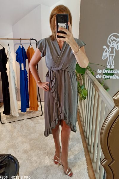 Robe Midi Volants Gris
