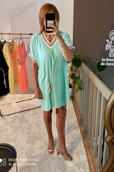 Robe Courte Voile Turquoise