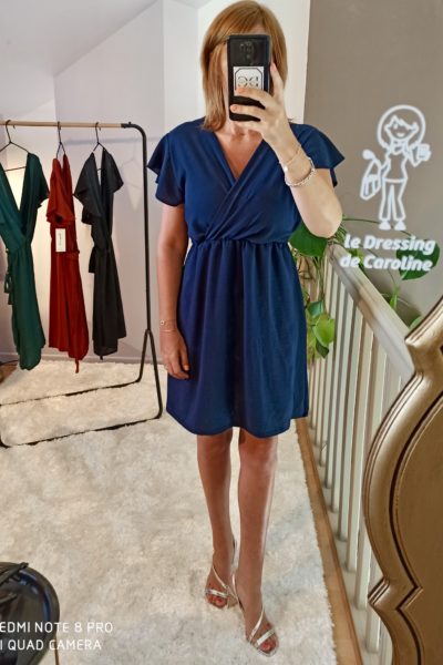 Robe Courte Ceinture Marine