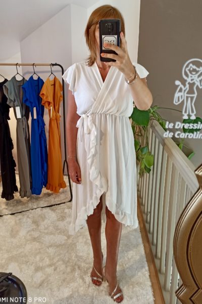 Robe Midi Volants Blanc