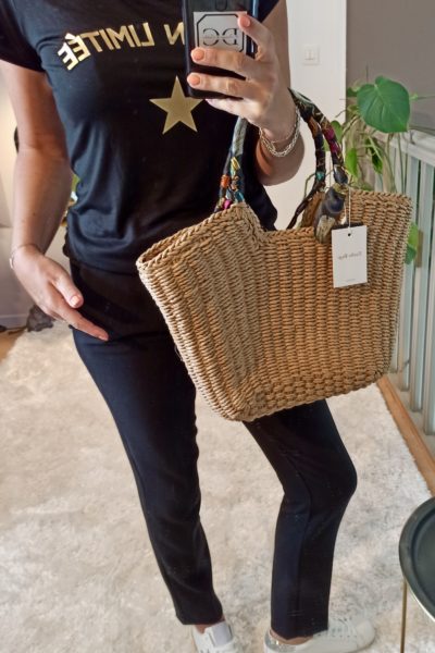 Sac à Main Panier Paille Beige