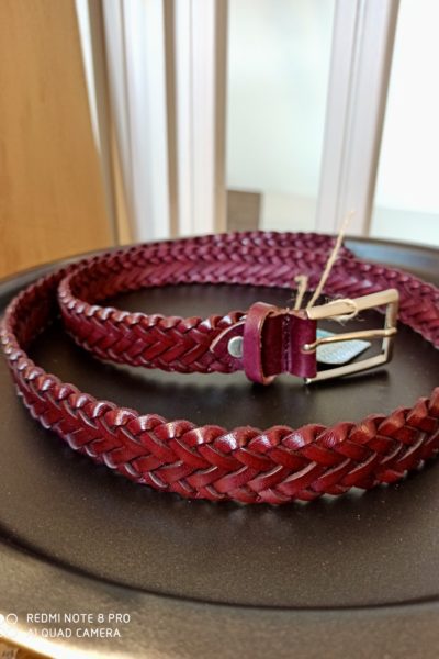 Ceinture Cuire Tresse Bordeaux