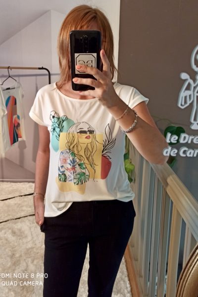 T-shirt Multicolore Femme Fleurs