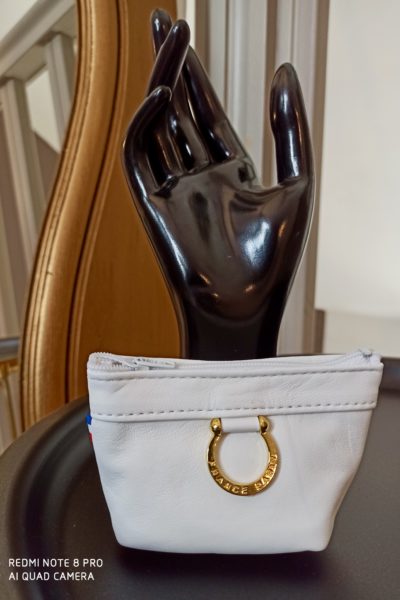 Porte-Monnaie Anneaux Cuir Blanc