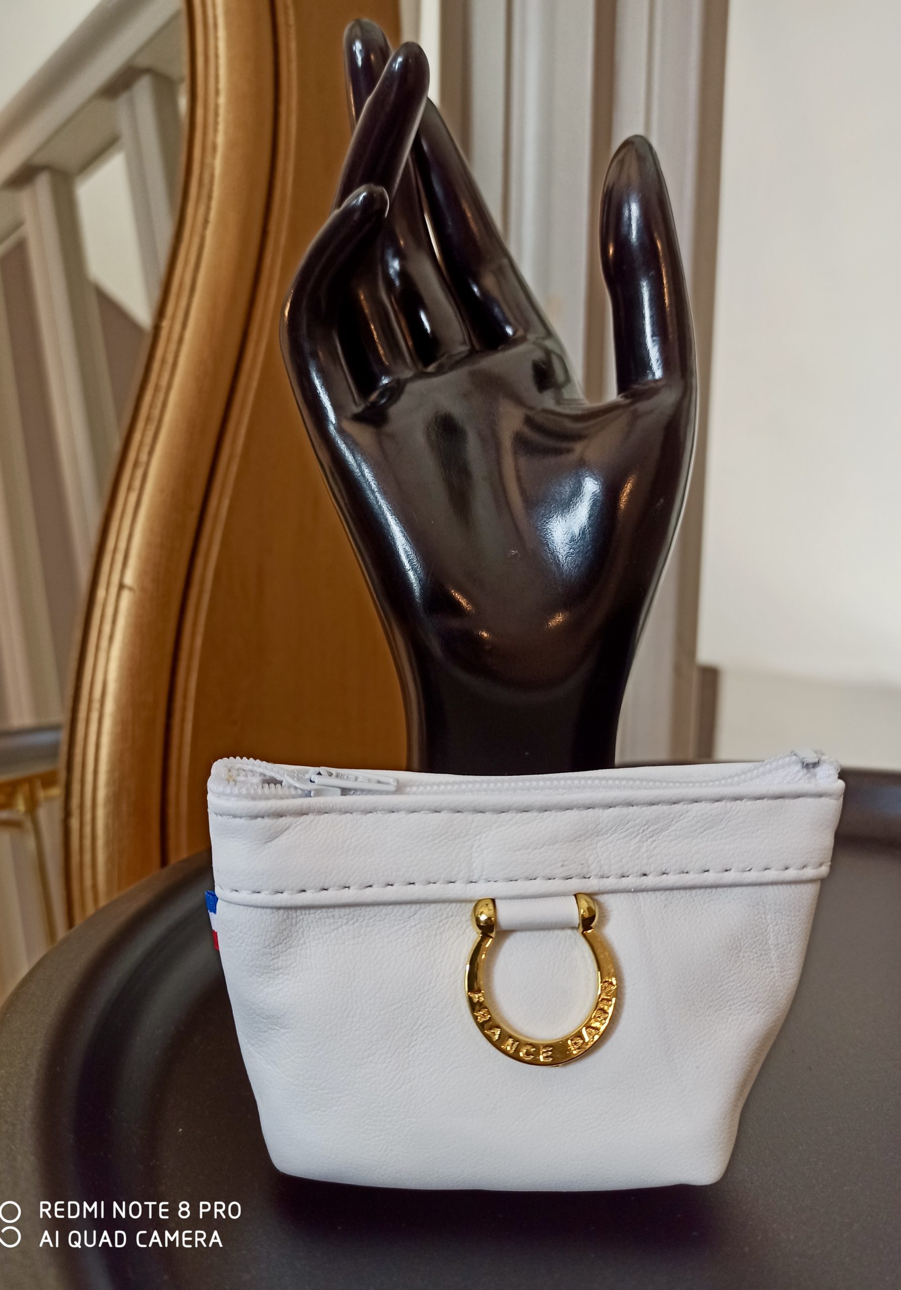 Porte-Monnaie Anneaux Cuir Blanc