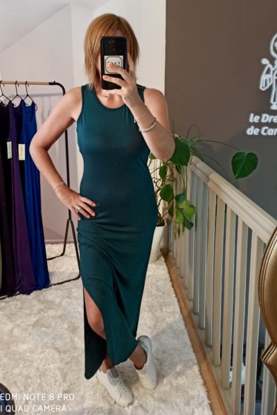 Robe Longue Basique Vert Sapin