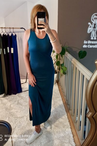 Robe Longue Basique Bleu Canard