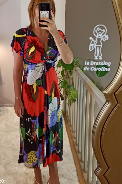 Robe Midi Fleurie Noir