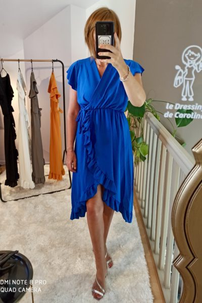 Robe Midi Volants Bleu Royal