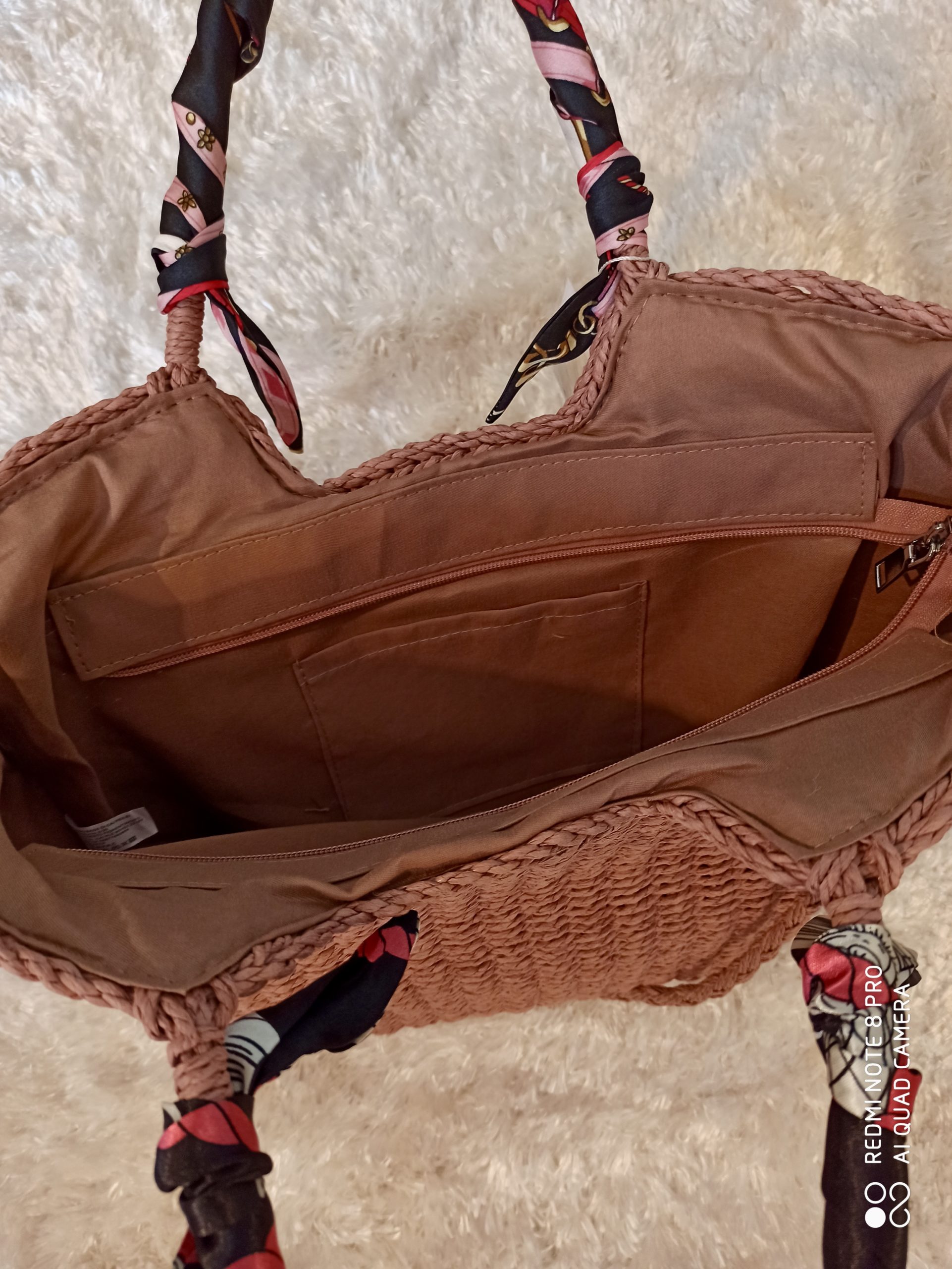 Sac à Main Panier Paille Rose – Image 4