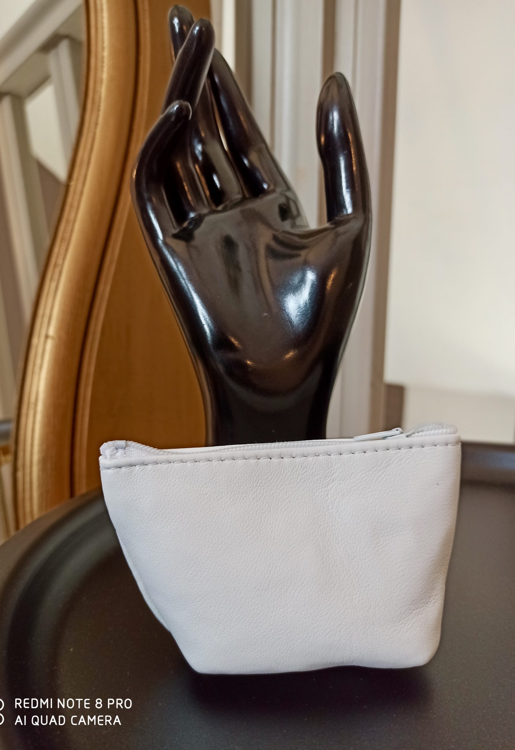 Porte-Monnaie Anneaux Cuir Blanc – Image 2