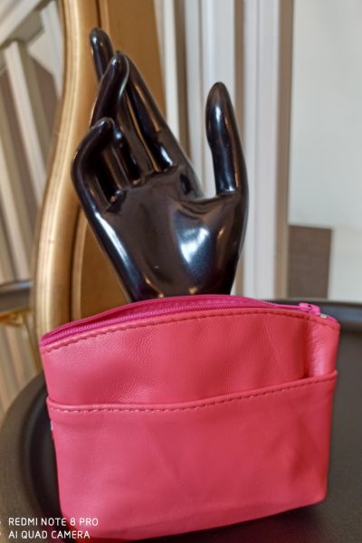 Porte-Monnaie Cuir Rose Corail