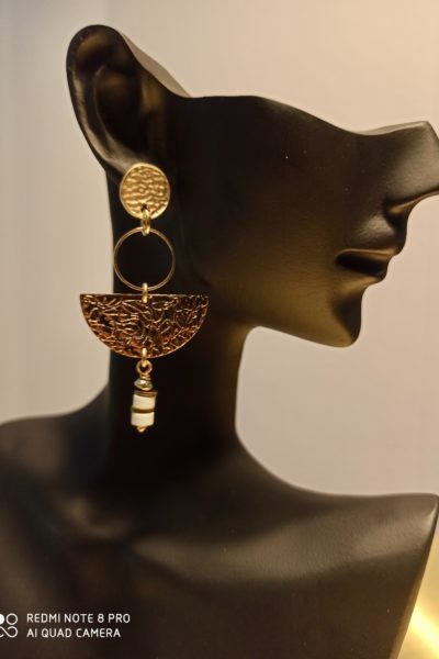 Boucles d'oreilles Eventail Blanc