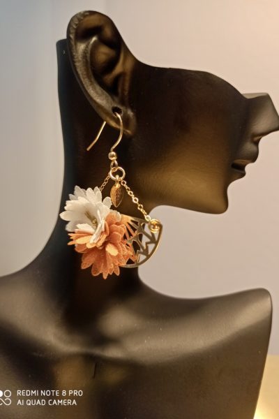 Boucles d'oreilles Fleurs Doubles sur Eventail