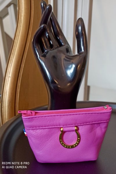 Porte-Monnaie Anneaux Cuir Fushia