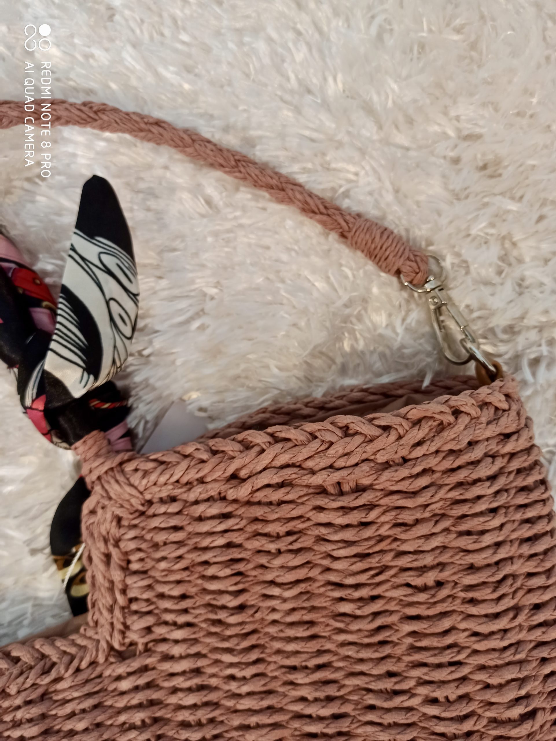 Sac à Main Panier Paille Rose – Image 5