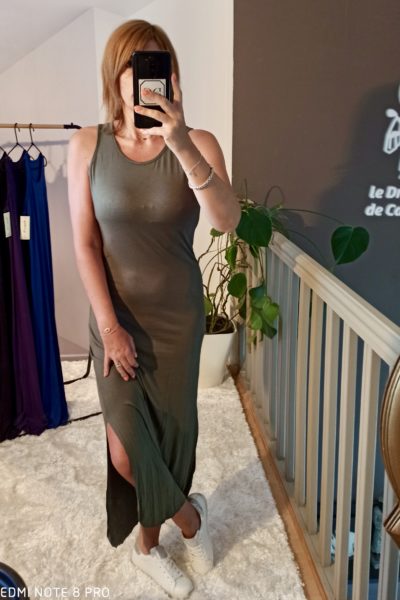 Robe Longue Basique Kaki