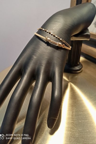 Bracelet Double Cuir et Chaine