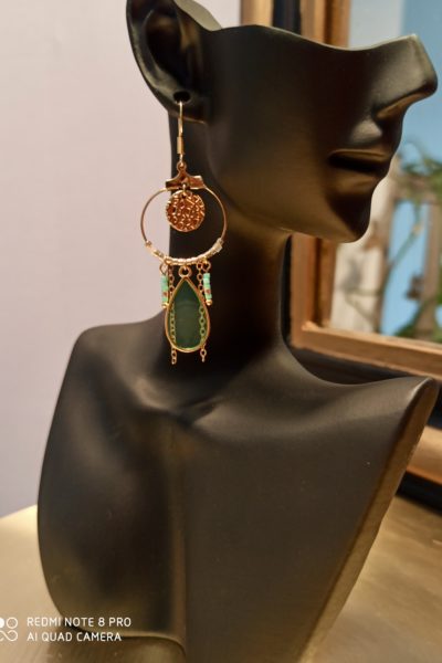 Boucles d'oreilles Gouttes Vert d'eau