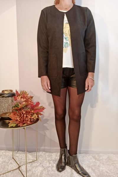 Veste Longue Daim Noir