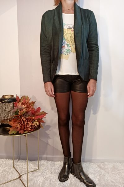 Veste Blazer Daim Vert Sapin