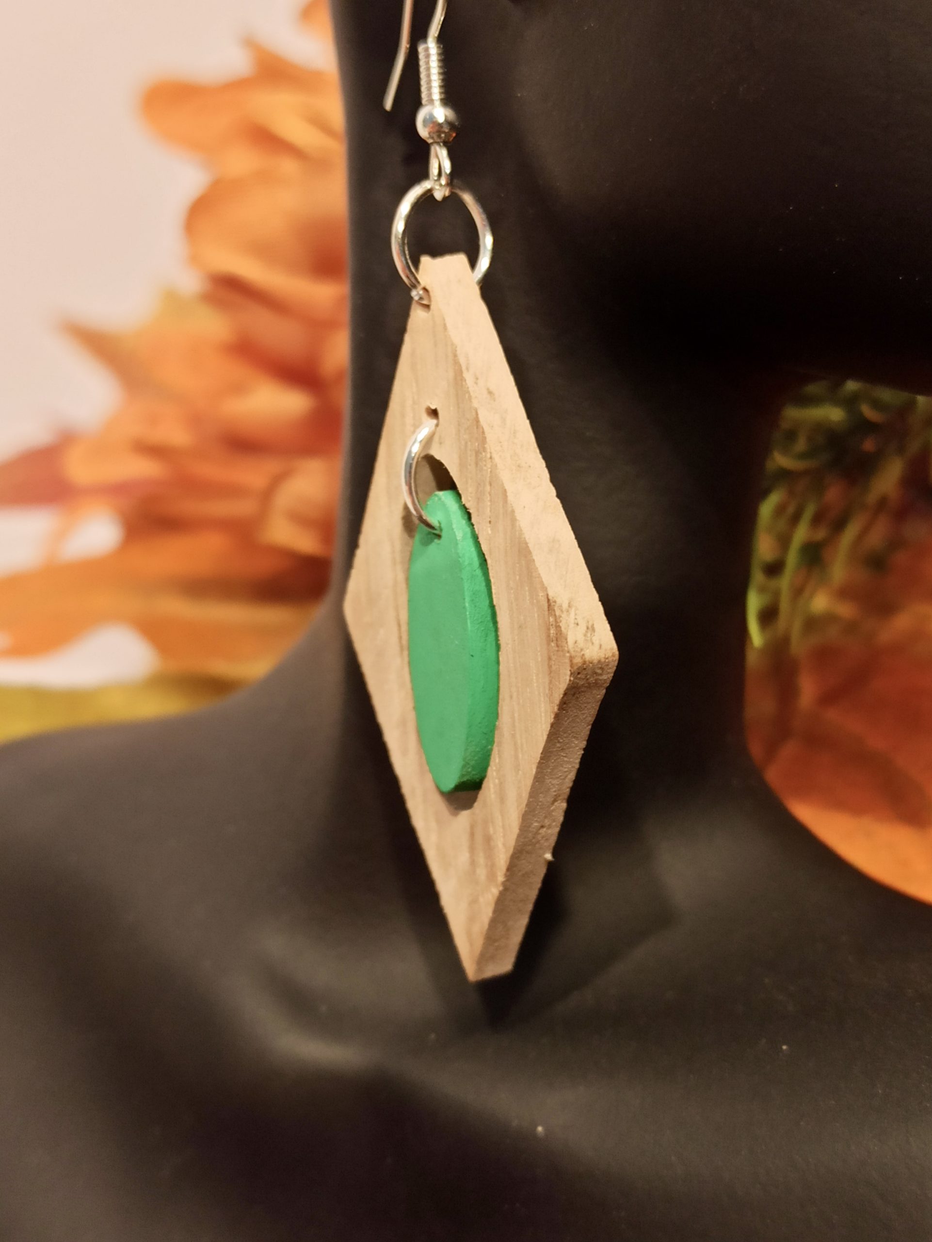 Boucles d'oreilles Bois Losange – Image 3