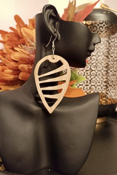 Boucles d'oreilles Bois Goutte 4 rainures