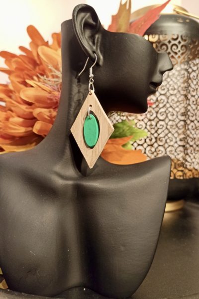 Boucles d'oreilles Bois Losange