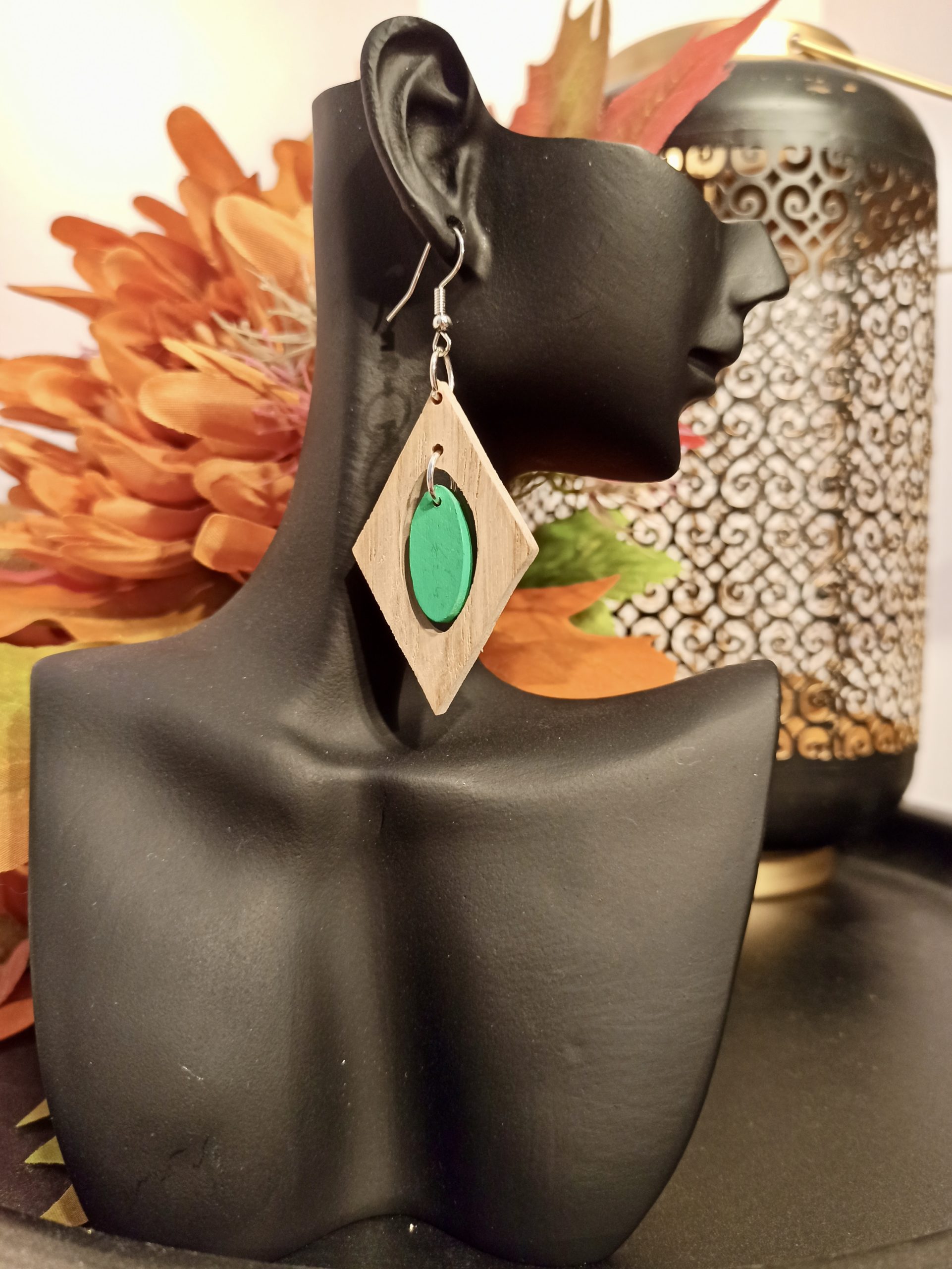 Boucles d'oreilles Bois Losange