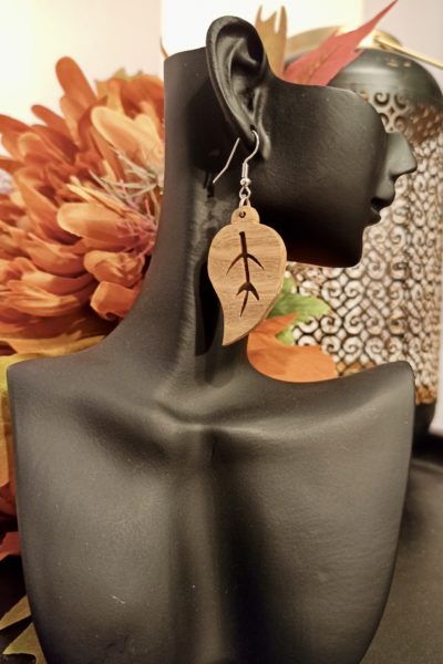 Boucles d'oreilles Bois Feuille