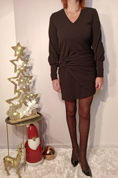 Robe Courte Manche Noir