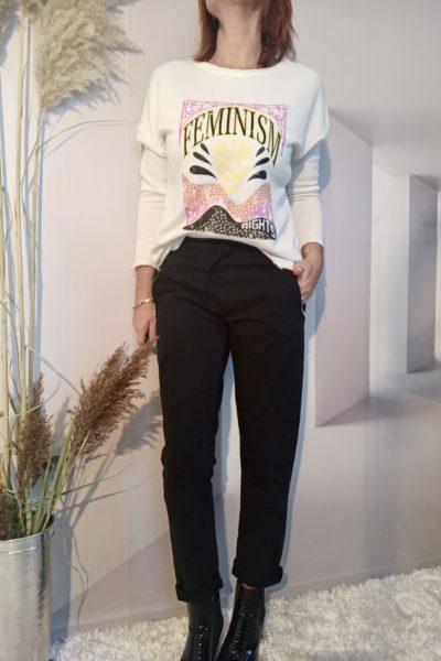 Pull Féminism Blanc Cassé