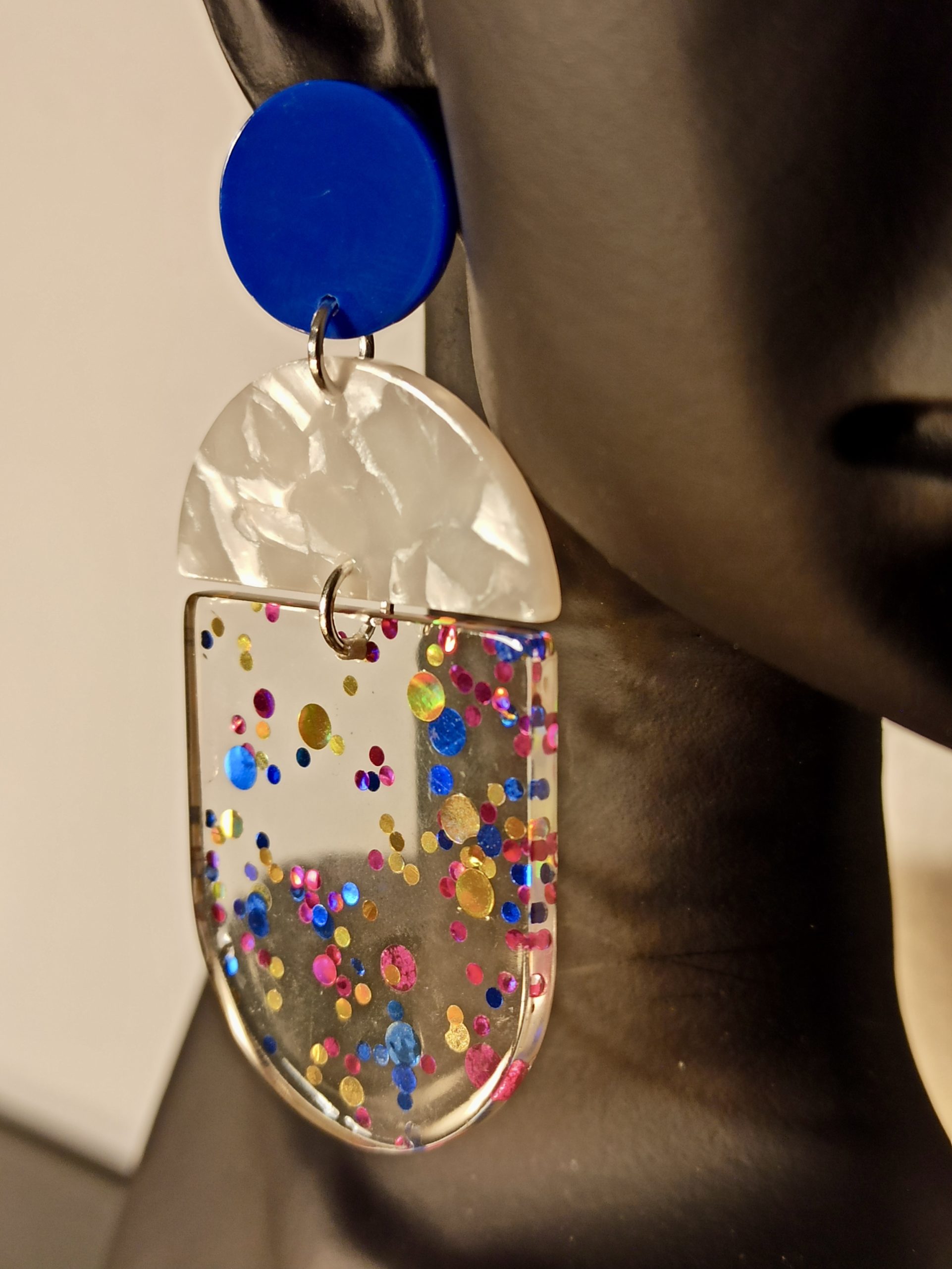 Boucles D'Oreilles Clous Pop Bleu – Image 3
