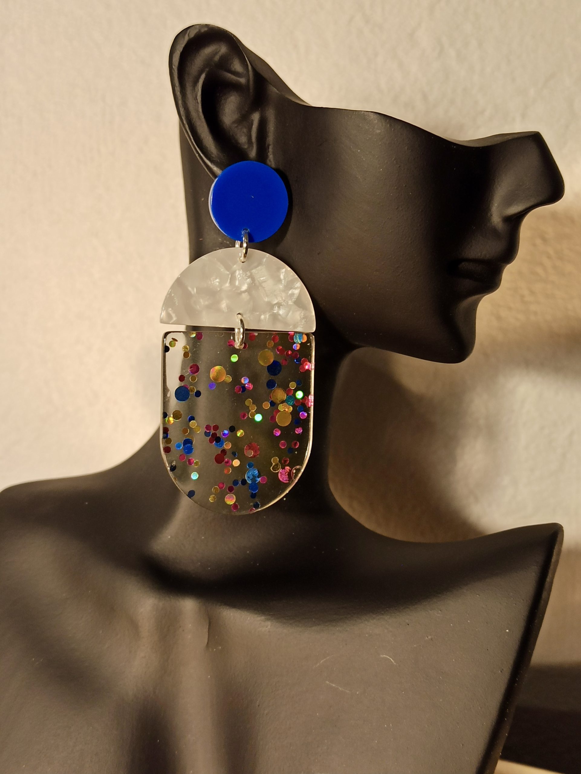 Boucles D'Oreilles Clous Pop Bleu – Image 2