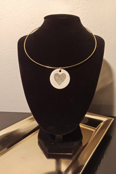 Collier Tour de Cou Coeur Rond Céramique