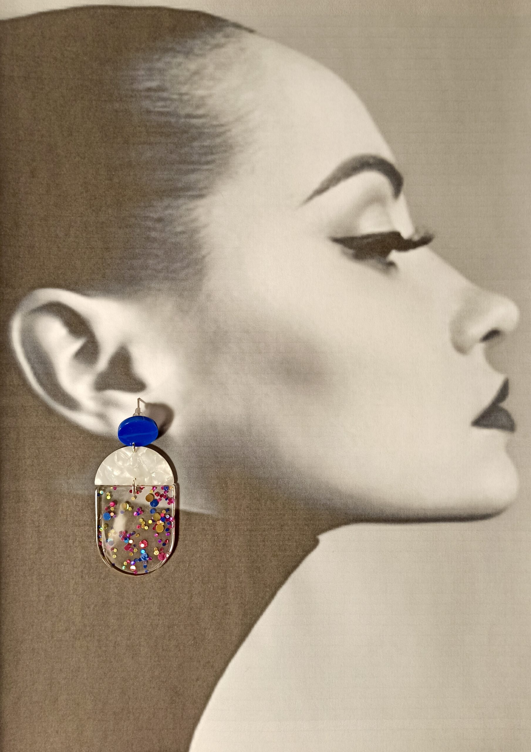 Boucles D'Oreilles Clous Pop Bleu – Image 4