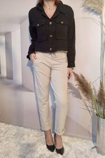 Veste Courte Lin Noir