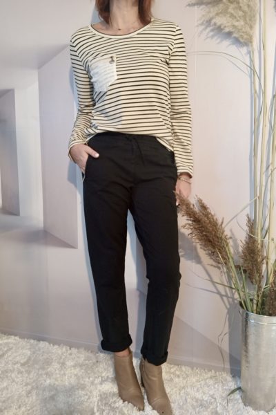 Top Marinière Noir et Crème