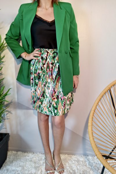 Jupe Courte Plissée Verte
