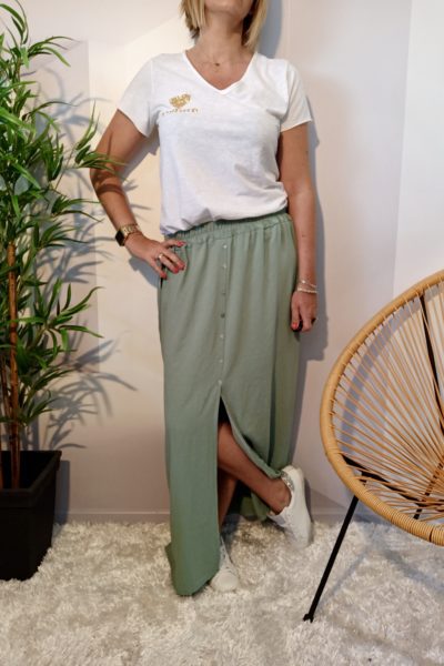 Jupe Longue Fluide Vert d'Eau