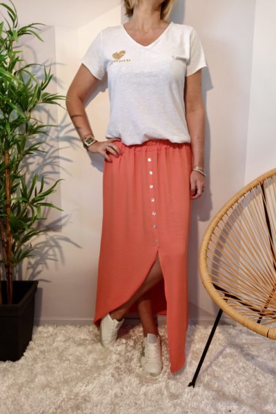 Jupe Longue Fluide Corail