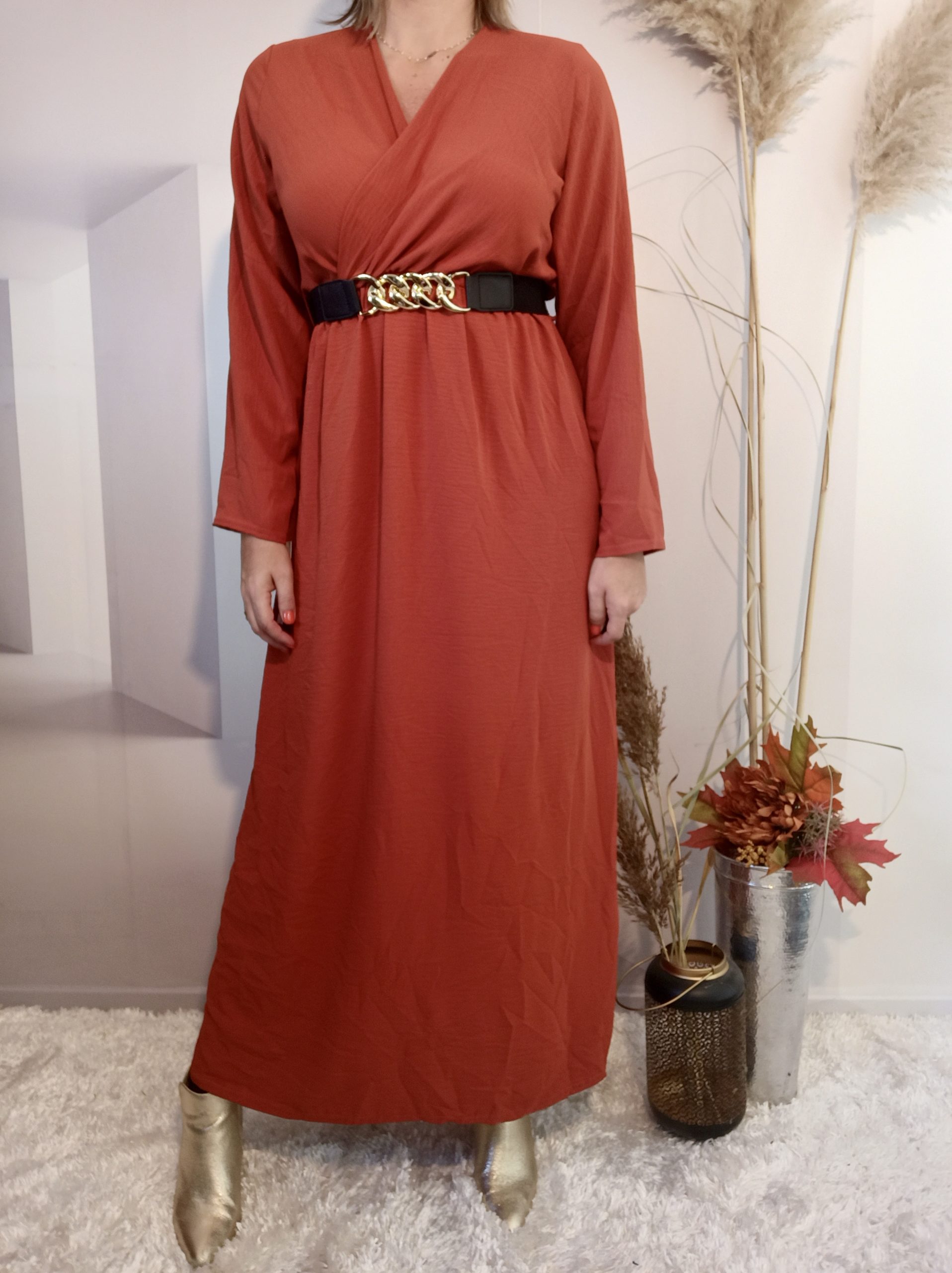 Robe Longue Ceinture Rouille