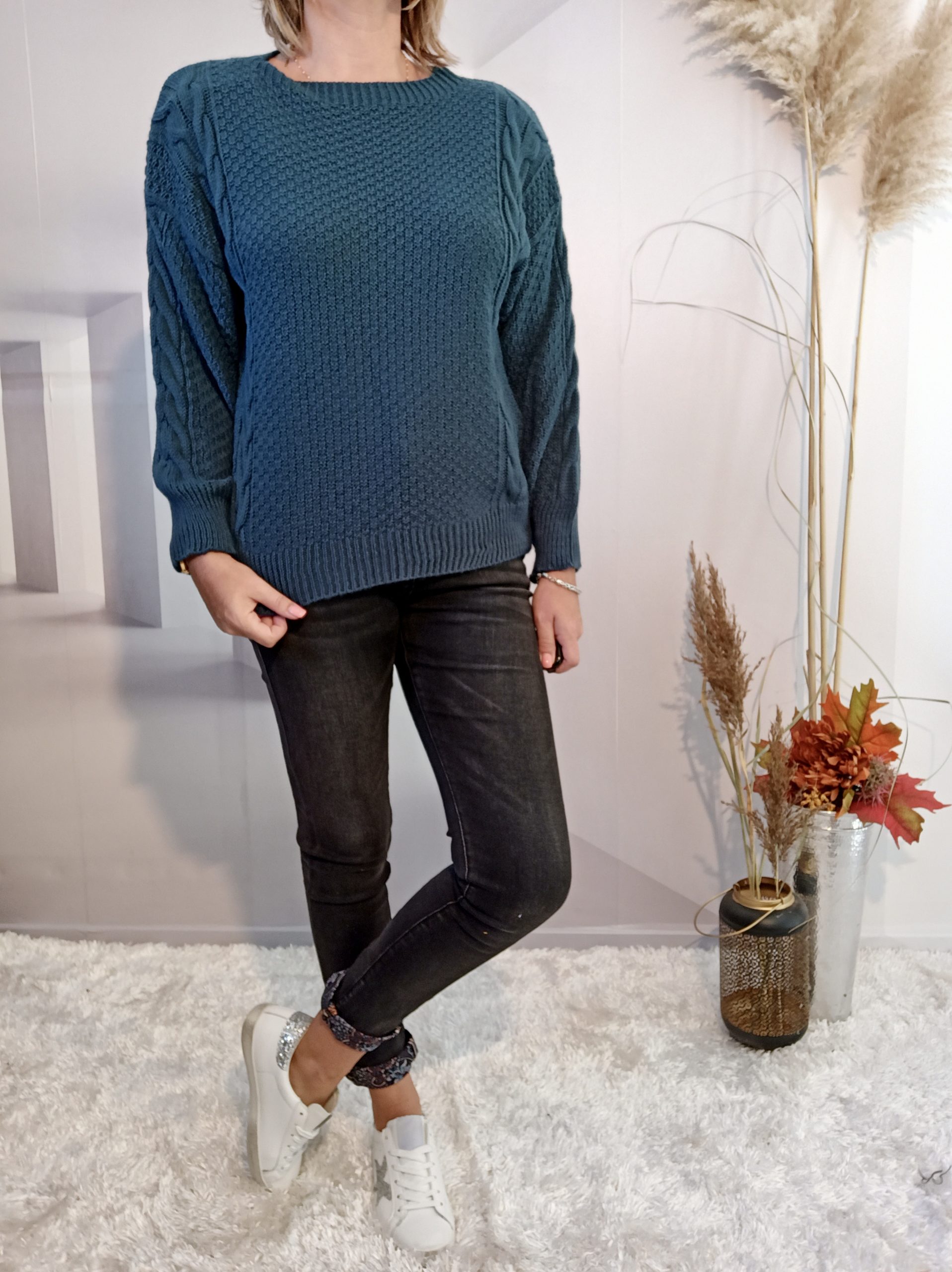 Pull Torsades Bleu Canard – Image 2